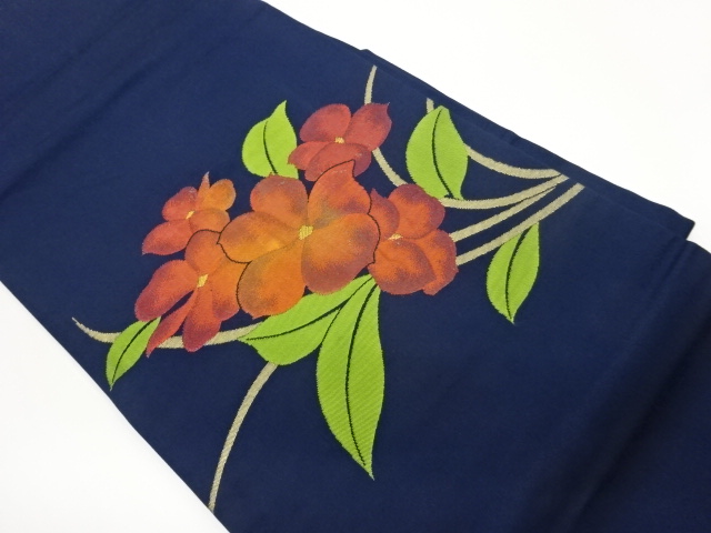 JAPANESE KIMONO / NAGOYA OBI / SILK / WOVEN FLOWERS & LEAVES